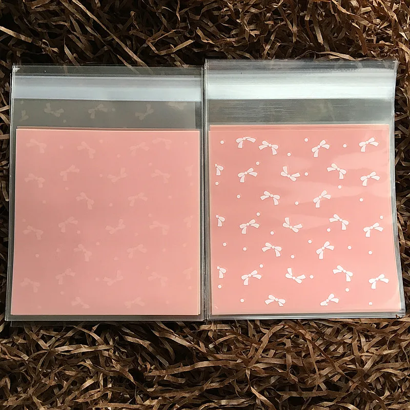 100 шт./лот розовый мини бант упаковочный пакет для печенья прозрачная упаковка