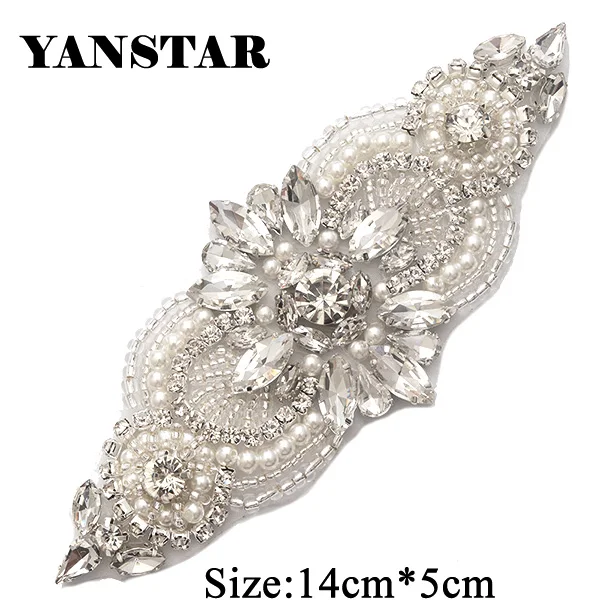 Стразы YANSTAR, 1 шт., аппликации для свадебного пояса, розовое золото, хрустальные бусины, пришивные стразы, аппликации, свадебные аксессуары - Цвет: 844silver
