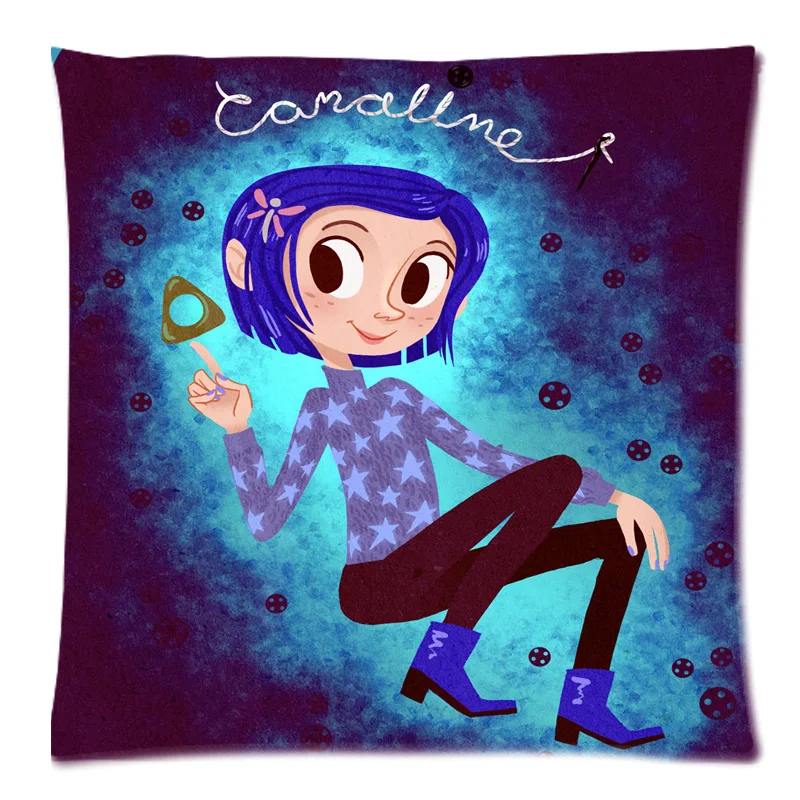 Наволочка из хлопка и льна с рисунком Coraline двухсторонняя наволочка принтом 17 7 х17