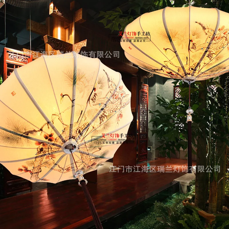 Chinese classical antique hand-painted fabric living room dining chandelier club | Освещение