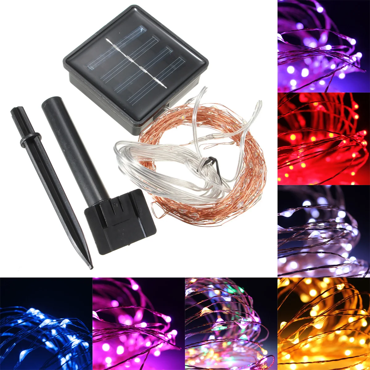 

Waterproof 10M 100LEDs Solar Power String Fairy Lights Holiday Lighting Christmas Party Garden Tree String Lamp+2m Down-lead