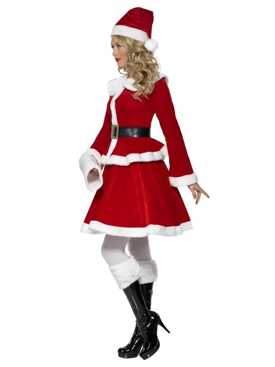 Sexy Woman Santa Claus Cosplay Costume Party Christmas Carnival Girl 4pcs Clothes Skirt Hat Belt Equipment | Тематическая одежда и