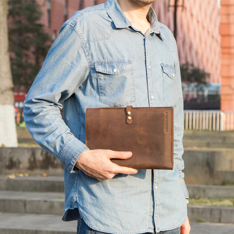Luxury Retro Cow Leather Case Cover For iPad 9.7 5 6 Air 1 2 Mini MacBook Pro 9.7 10.5 11 10.2" Tablet Sleeve Pouch Notebook Bag