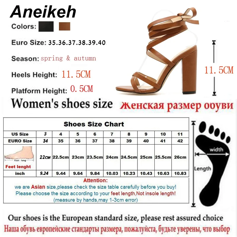 Aneikeh/ летние сандалии-гладиаторы женские сандалии Модные пикантные острый мысок открытый мысок с перекрестными ремешками каблук босоножки на высоком каблуке белый коричневый