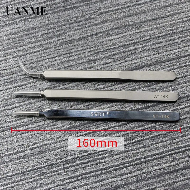 Сверхточные пинцеты из нержавеющей стали изогнутые плоскогубцы с тонким