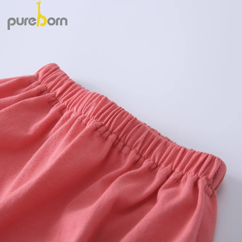 Pureborn/жилет для маленьких девочек+ шорты; комплект из 2 предметов; повседневный комплект одежды без рукавов с цветочным принтом и бантом; Детская летняя одежда для девочек; костюмы