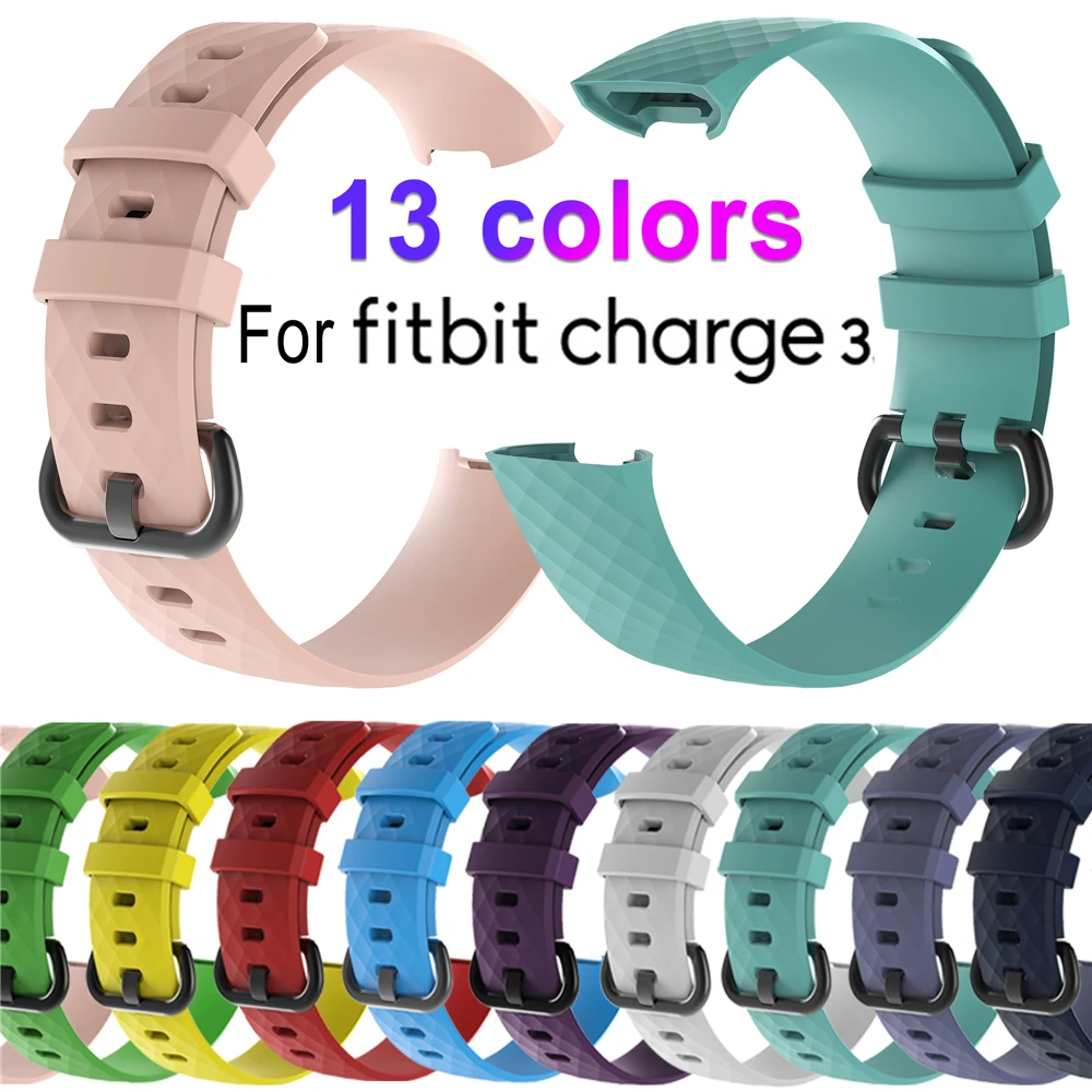 Однотонные Смарт часы браслет для Fitbit Charge 3 ремешка спортивные Сменные
