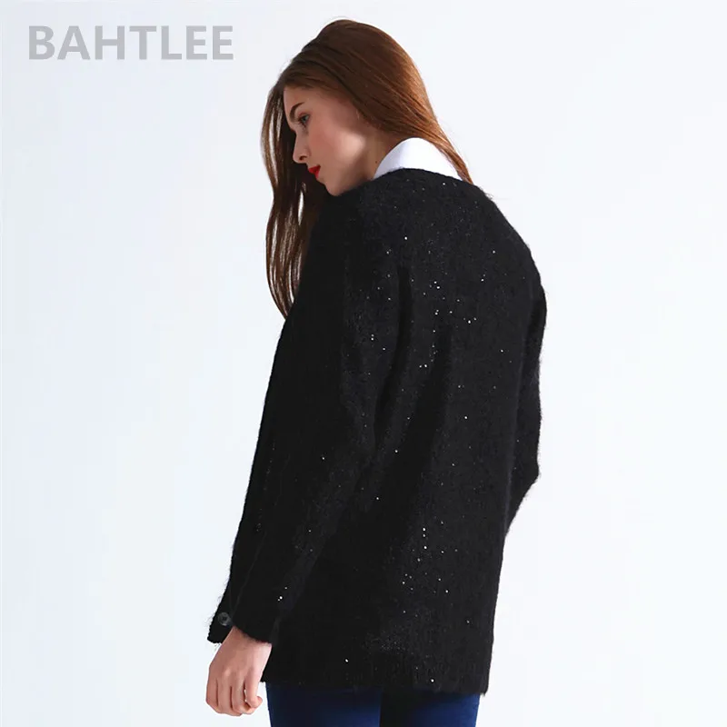 Женский кардиган из мохера BAHTLEE однотонное трикотажное шерстяное пальто с
