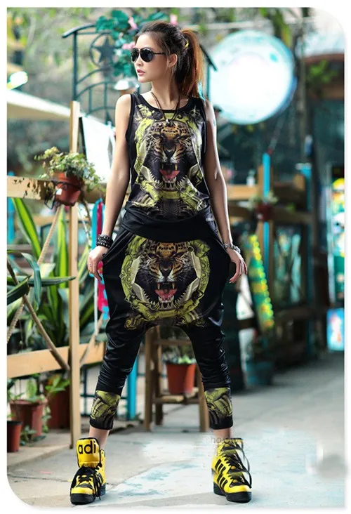 Женский спортивный костюм жилет и штаны с 3D тигром лето 2019|women set|suits for womenwomen sets