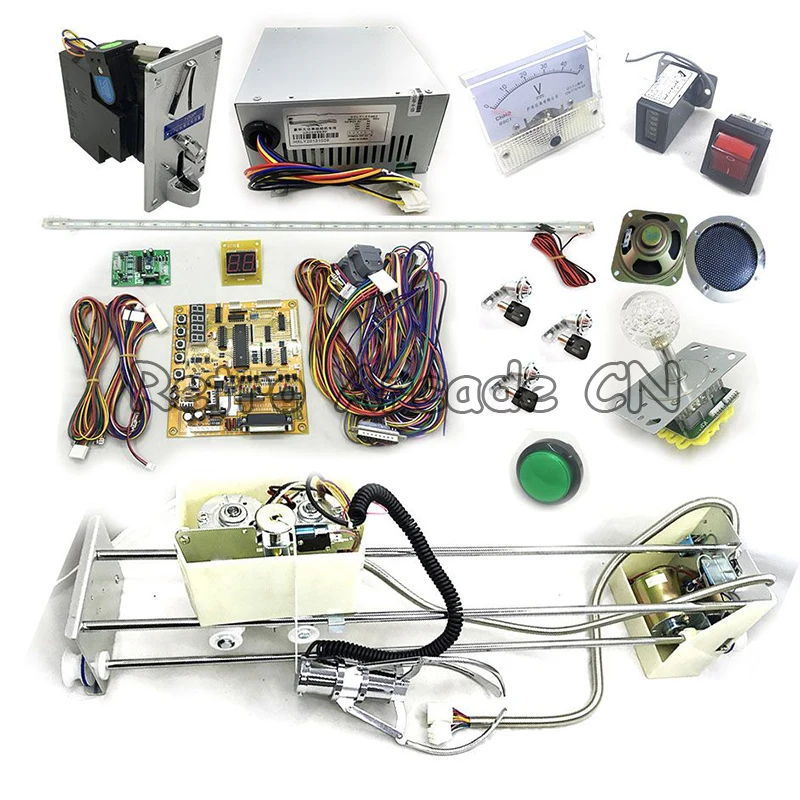 

Classic Toy Crane Machine kit with gantry, claw, crane game PCB, coin acceptor, buttons, harness. etc for DIY crane machine