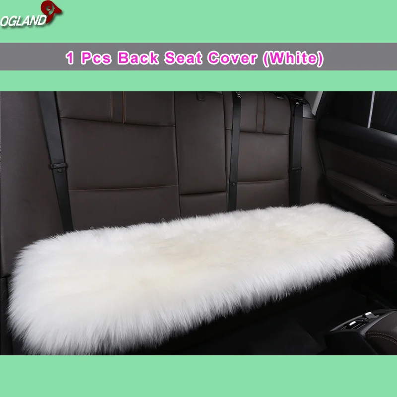1pcs Back seat white OGLAND, длинный шерстяной чехол для автокресла, набор, универсальный, для меха, авто, Мобильная Подушка, аксессуары для автомобиля, для автомобиля, Австралийская овчина, 3 шт - Название цвета: 1pcs Back seat white