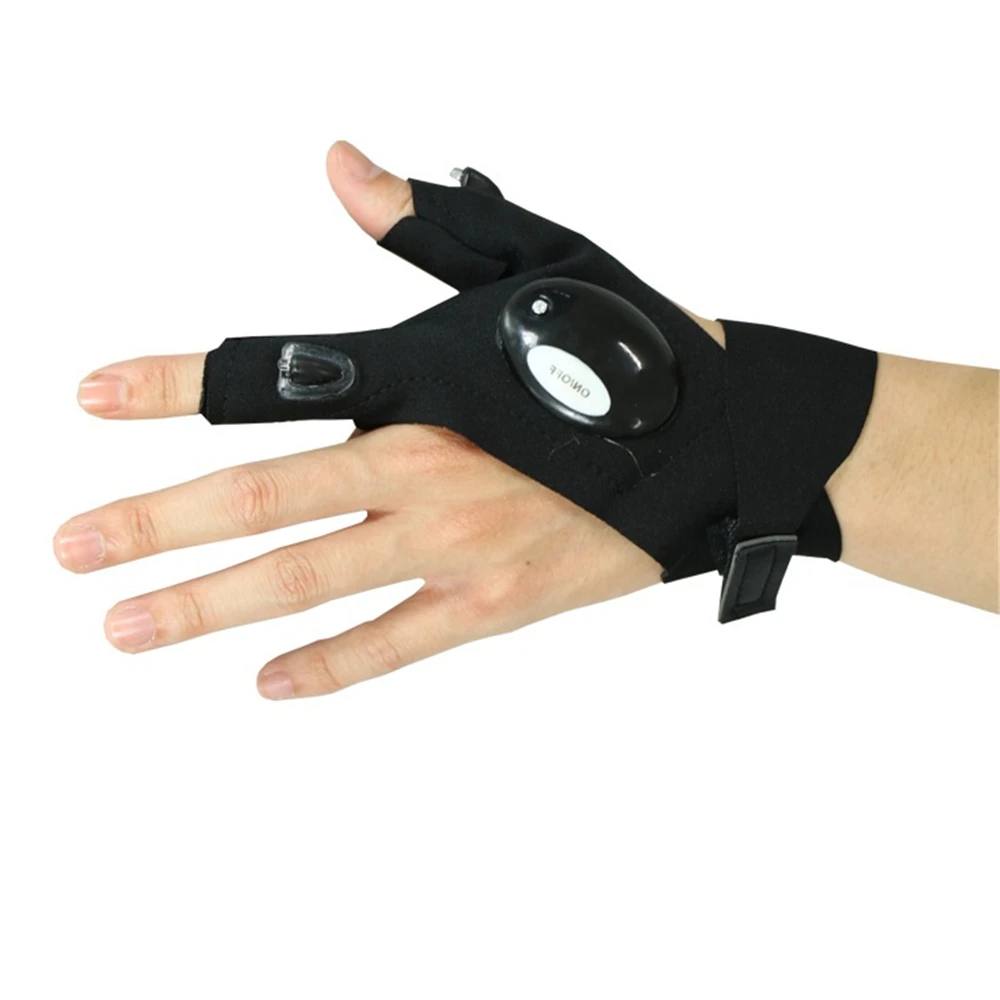 Fingerless Glove LED Flashlight Torch Outdoor Fishing Camping Hiking Magic Strap Survival Rescue Tool Light Left Hand | Спорт и