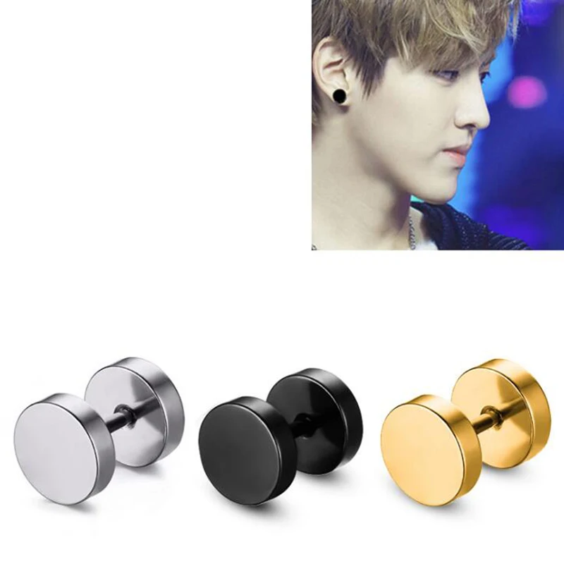 Серьги-гвоздики мужские круглые из нержавеющей стали ювелирные украшения в