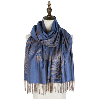 denim blue Amice пашмины жаккардовый шарф из искусственного шелка с бахромой цветочный женский шарф шали шарфы женские накидки Шарф Палантин capelet vimpa шейный платок - Цвет: denim blue