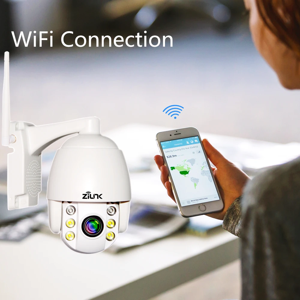 ZILNK IP камера wifi PTZ 5X Zoom 1080P HD двухстороннее аудио 2MP беспроводная безопасность Внешняя скорость мини-камера Купола Onvif CamHi
