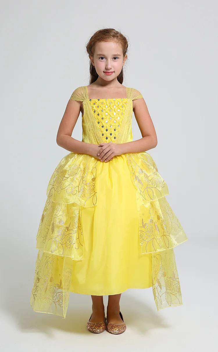 Красавица и Чудовище Белль платье Высококачественная расшитая блестками