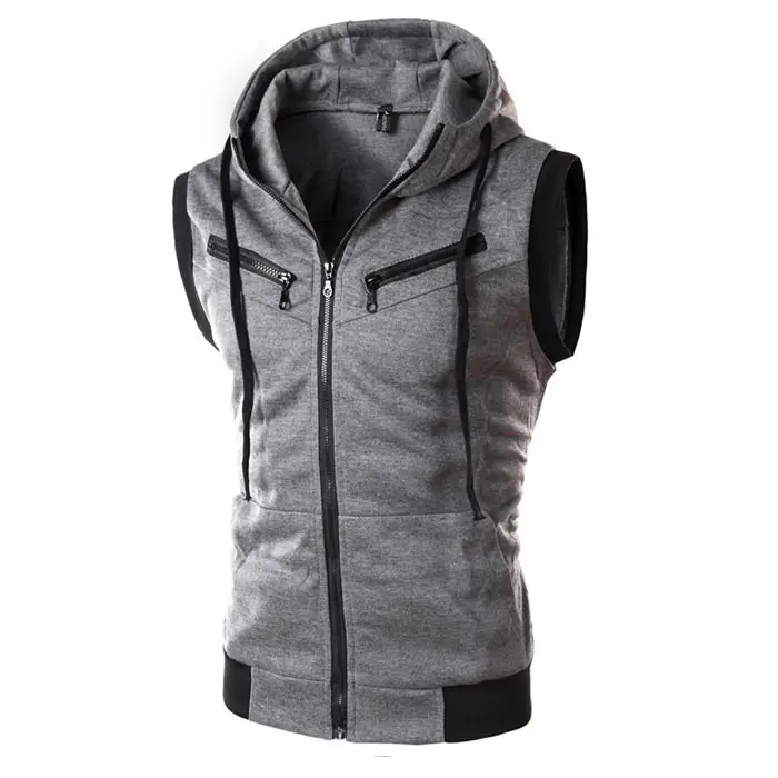 

New High-quality Cotton Men's Fashion Design Suit Vest / Grey Black High-end Men's Business Casual hooded Vests Dropshipping