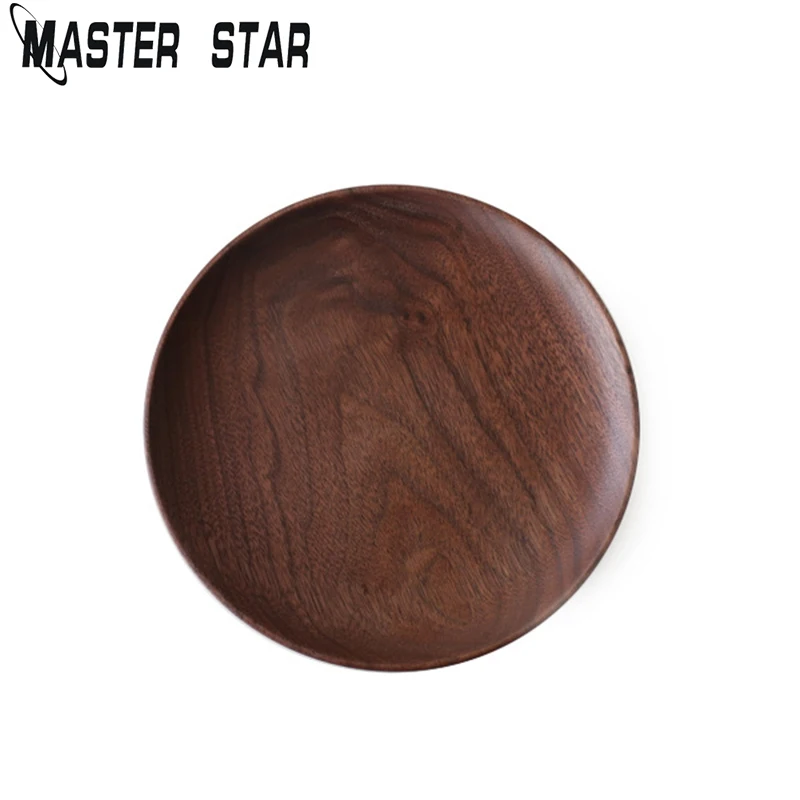 Натуральные круглые деревянные тарелки Master Star поднос из черного ореха