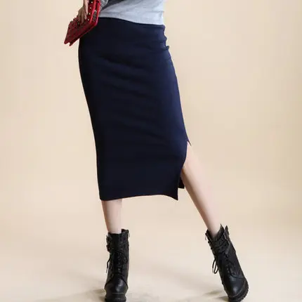 Осень и зима вышивка крестом пакет бедра юбка разрез юбки для женщин шаг стрейч