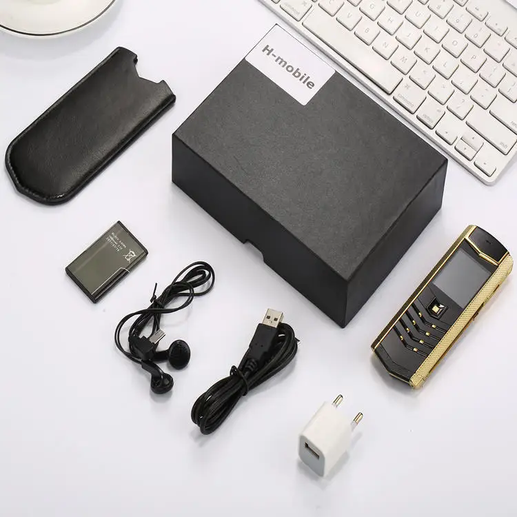 Роскошный Металлический + кожаный корпус Gsm Dual Sim Сотовые телефоны Bluetooth мобильный