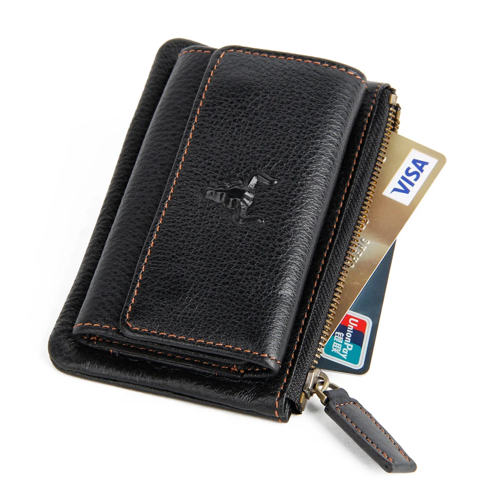 Genuine Leather Car Key Wallets Men Key Holder Housekeeper Keys Organizer Women Keychain Covers Zipper Key Case Bag Pouch Purse