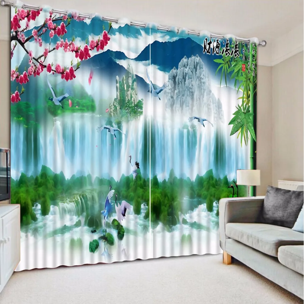 

Modern Curtains Waterfall landscape Curtains For Living Room Bedroom Bemboo Photo Curtains Blackout
