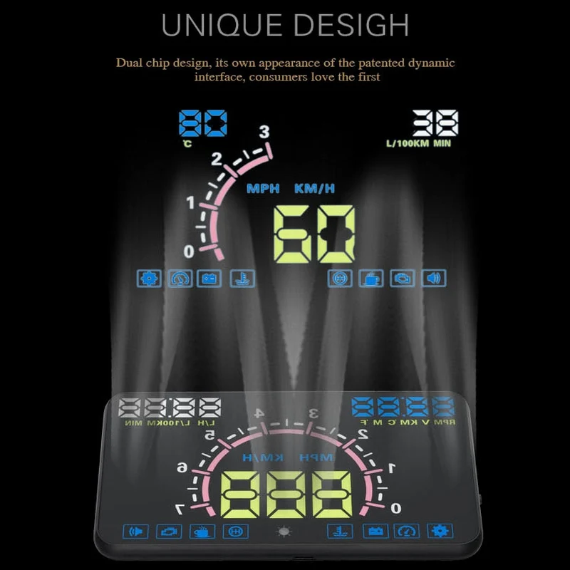 Дисплей на лобовое стекло GSPSCN 5 8 дюйма предупреПредупреждение о превышении