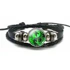 Креативный браслет с драконом Инь и Ян, стеклянный браслет с драконом, черный кожаный браслет с кабошоном, модные ювелирные изделия для мужчин и женщин, подарки на день рождения