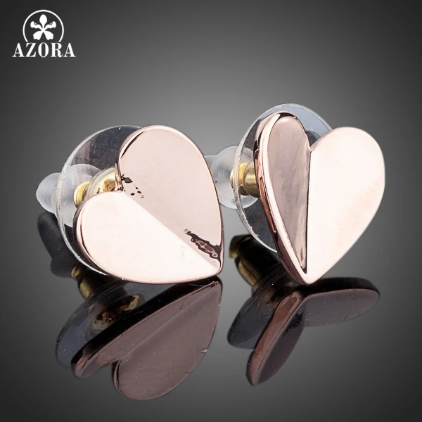 AZORA классические серьги гвоздики золотого цвета в форме сердца TE0082|heart stud earrings|stud