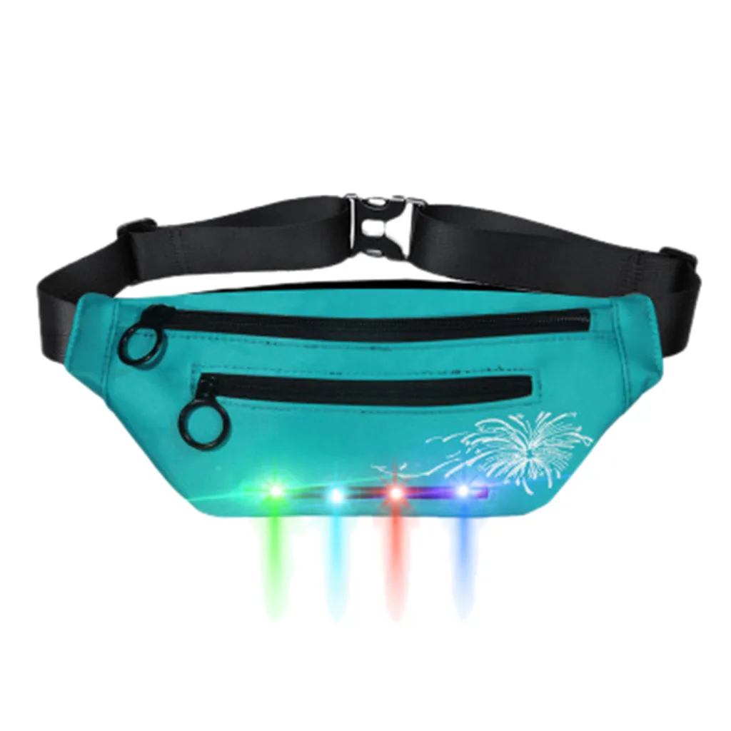 New Outdoor Unisex Fashion Sports Led Flash Pockets Hiking Phone Pockets Purse Chest Travel Cashier Belt Boys Girl Bag#R10