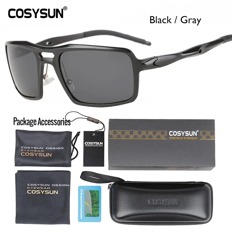 BlackRim Luxury PKG COSYSUN, брендовые поляризационные солнцезащитные очки для мужчин, для вождения, солнцезащитные очки, Полароид, фирменный дизайн, мужские солнцезащитные очки, Gafas de sol masculino 9612 - Цвет линз: BlackRim Luxury PKG