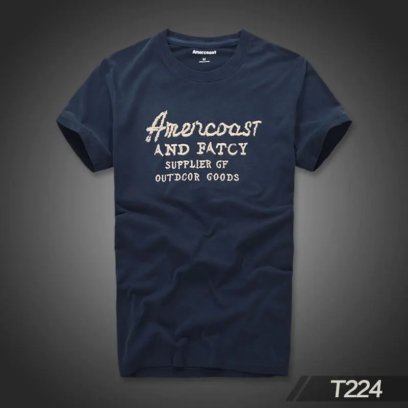 T224 Navy Blue Американский побережье хлопковая Футболка с круглый воротник принт и рубашка с короткими рукавами - Цвет: T224 Navy Blue