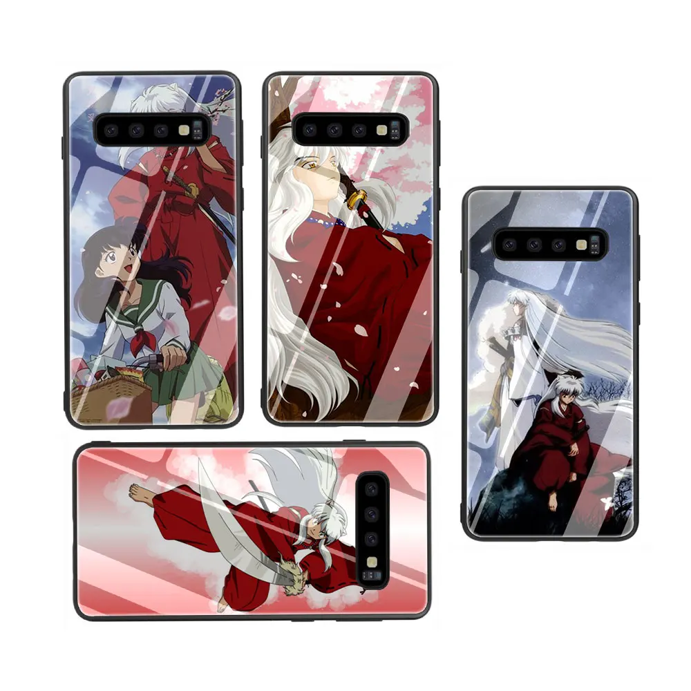 Inuyasha Аниме закаленное Стекло Телефон чехол для Galaxy S7 edge S8 9 10 Plus, Note 8, 9, 10, A10 20 30 40 50 60 70