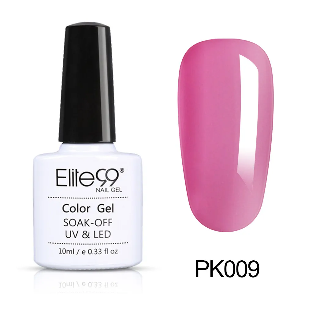 PK009 Elite99 10 мл Розовый Цвет гель лак для ногтей чистые цвета замочить Светодиодный УФ гель лак для ногтей, маникюр маникюрный лак украшение для ногтей - Цвет: PK009