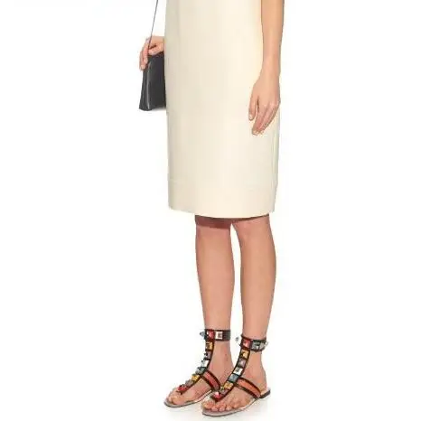 2018 Популярные разноцветные сандалии с ремешком на щиколотке шипами летние