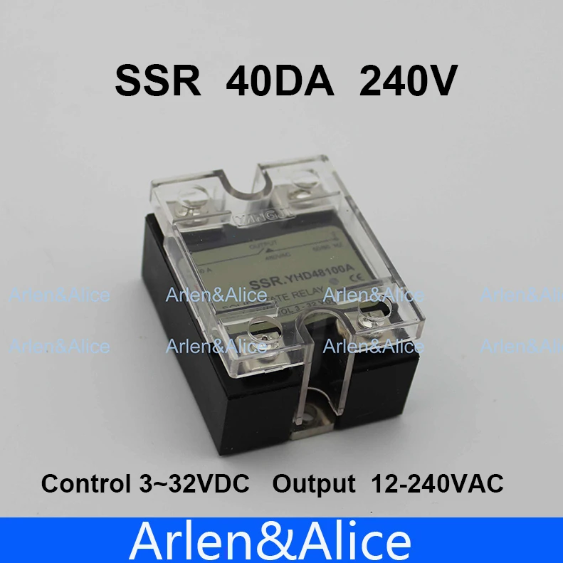 Однофазное твердотельное реле переменного тока 40DA SSR Control 3 32 В постоянного 12 ~ 240