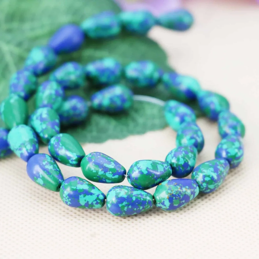 

8*12mm Blue Wintersweet Turkey Stone Drop loose DIY beads Jewelry crafts making design 15inch women Girls Gifts stone Ornaments