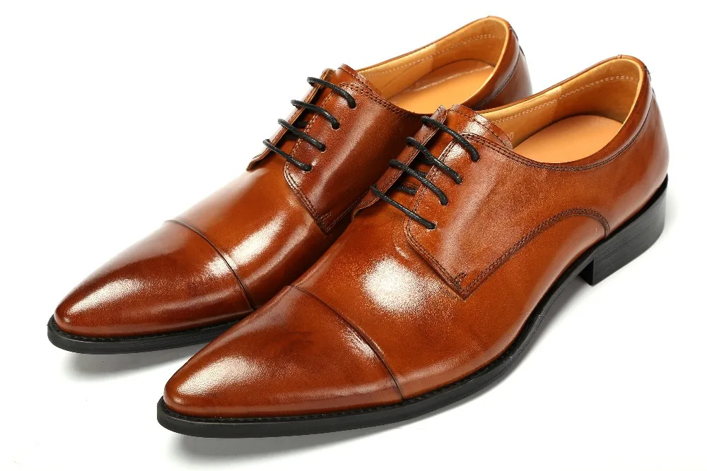 Модные черные/коричневые классические туфли дерби мужские свадебные из