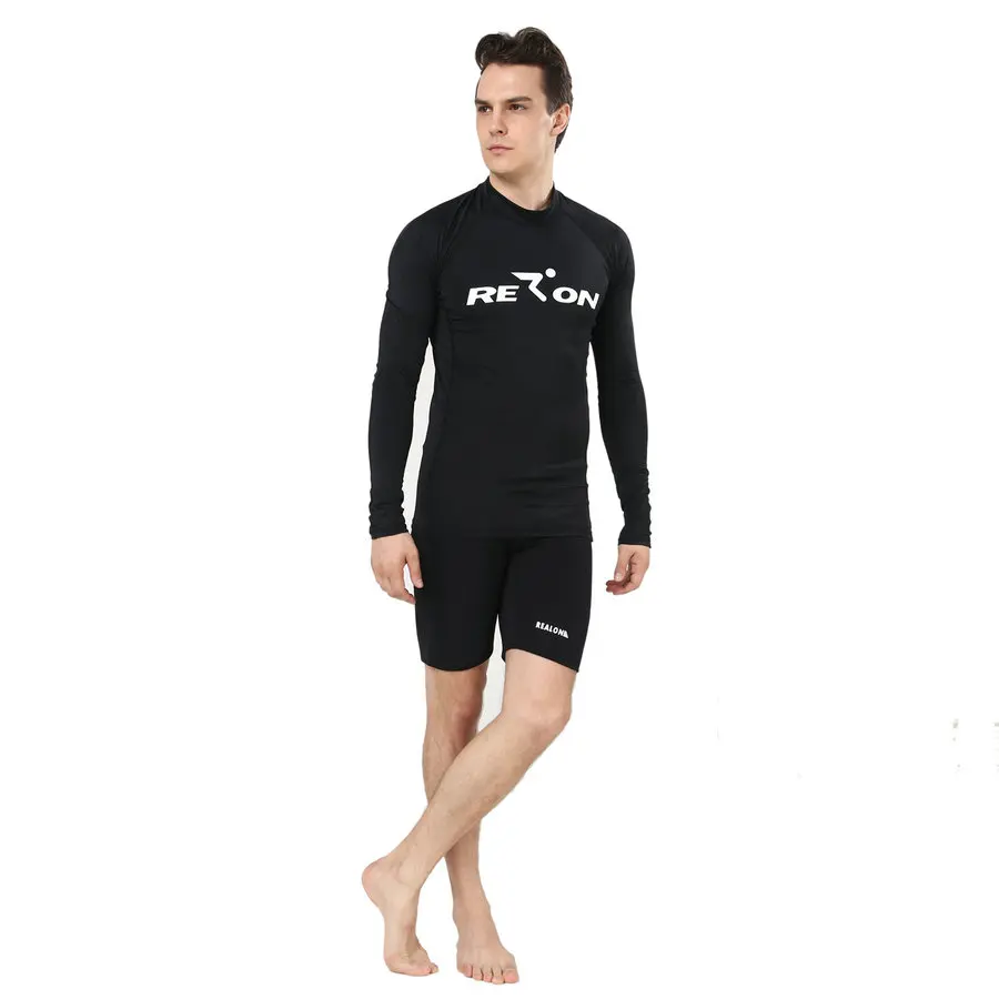 Realon Rashguard черные мужские футболки для плавания для мужчин и женщин Basic Sin солнцезащитный чехол для пляжа
