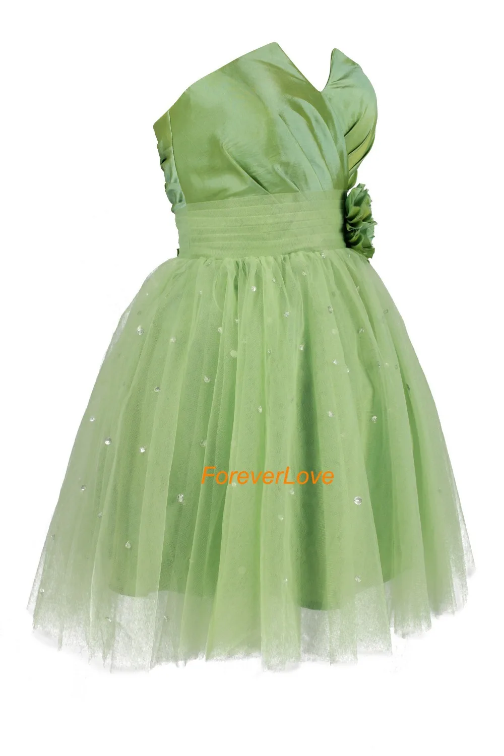 2016 Красивая Милая зеленый цветок Бисер трапециевидной формы без рукавов с