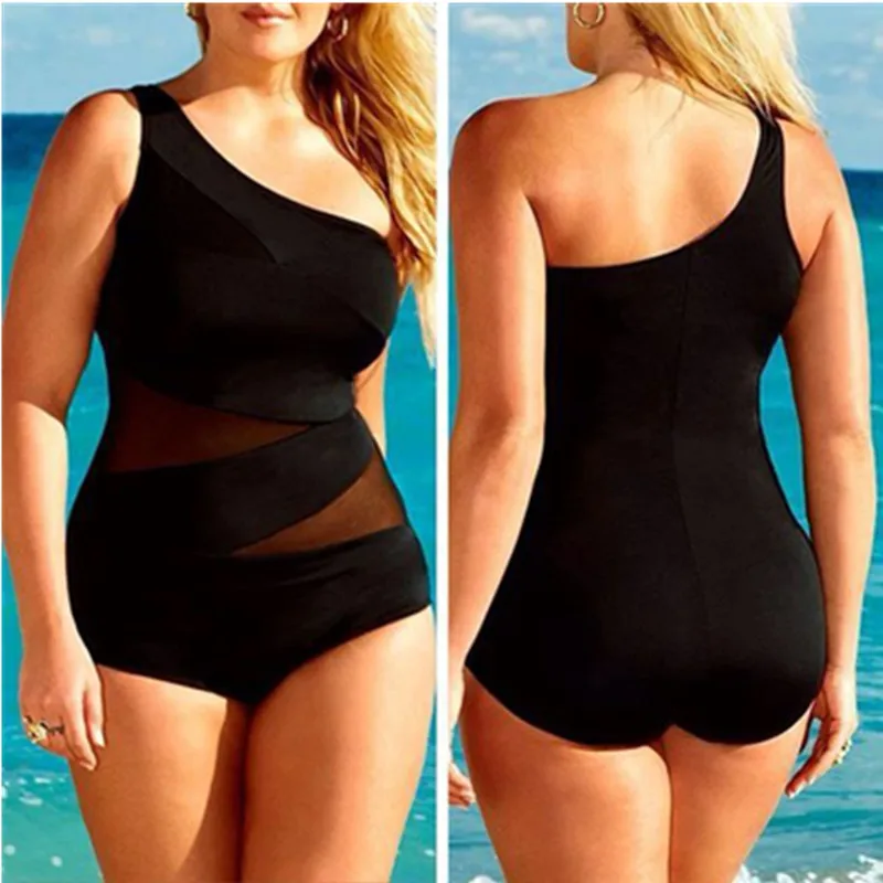 Большой размер женское сексуальное бикини Цельный купальник косая Талия