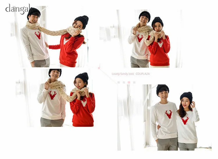 Рождественские свитера семейная Рождественская одежда для пар с оленем теплые