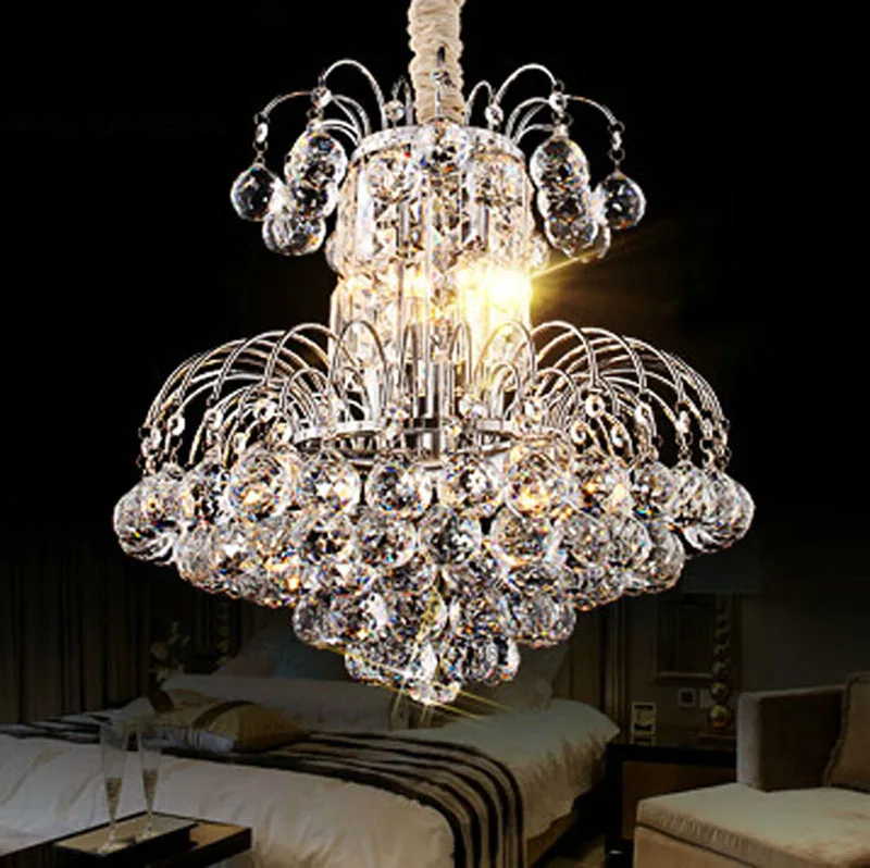 Черная хрустальная лампа Европейская гостиная люстра американский ресторан