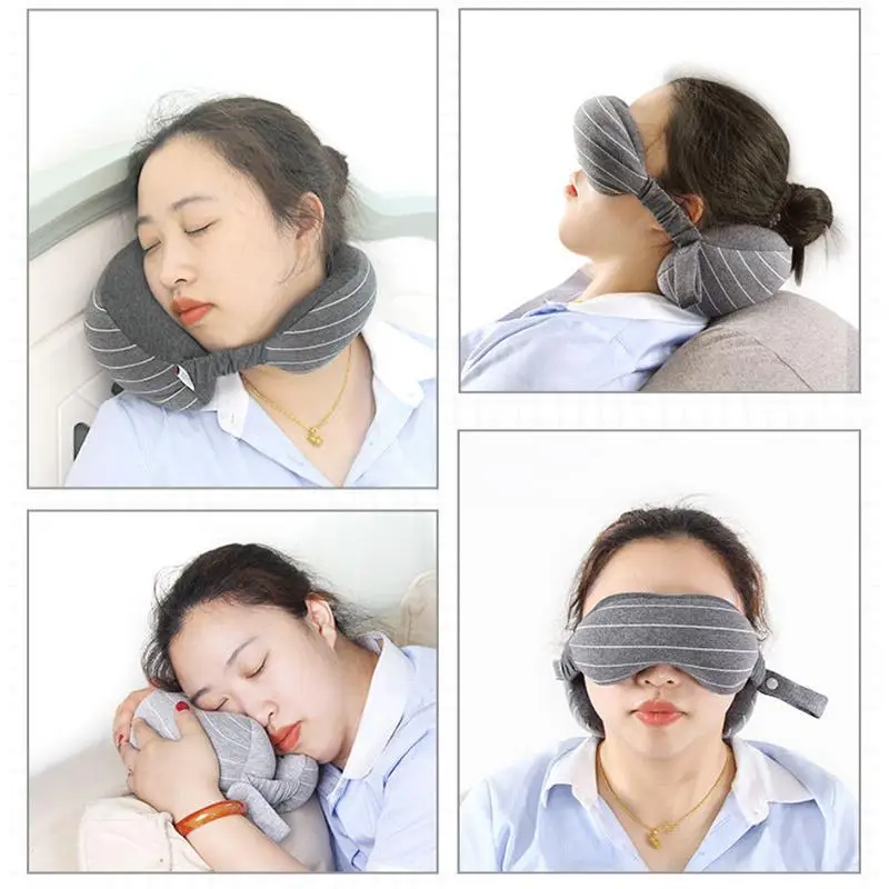 Travel Eye mask And Neck Pillow set office lunch break cotton U-shaped shading goggles travel accessories U1 | Красота и здоровье
