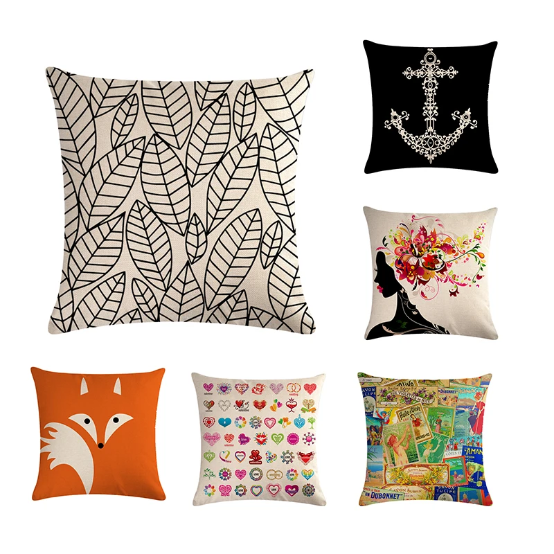Простая наволочка с символическим рисунком декоративная чехол для дивана 45*45 см