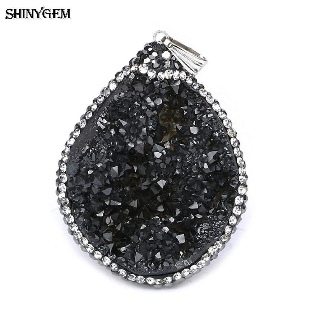 ShinyGem 25-40 мм несимметричный минеральный кристалл кулон циркон обертывание Большие Подвески друзы подвески из настоящего натурального камня для изготовления ювелирных изделий