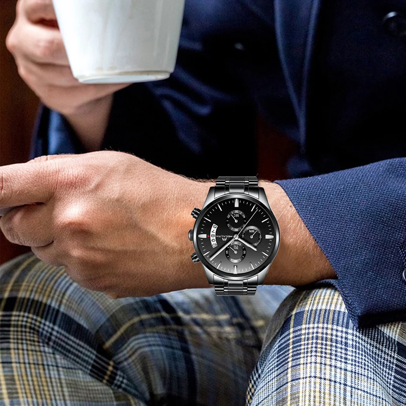 MEGALITH мужские часы Лидирующий бренд Дата Календарь бизнес для мужчин военные