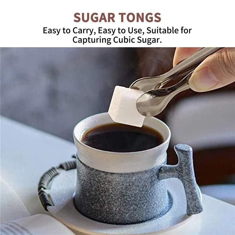 Mini Sugar Tongs, Stainless Steel Ice Tongs Set, 12cm Candy Tongs for Cake Dessert Food, Serving Tong for Wedding Party Kitchen