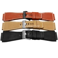 34mm24mm black yellow red brown watch band genuine leather 3mm thick band strap belt silver pin buckle