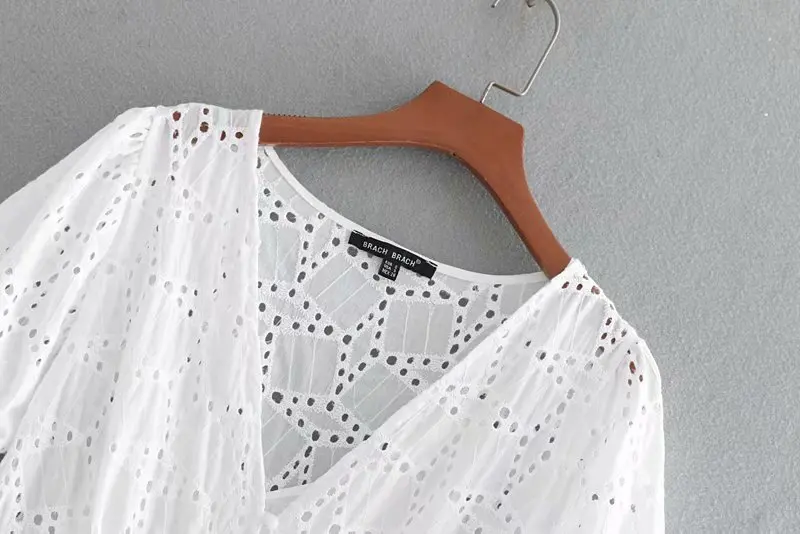 Новинка 2019 женское милое белое длинное платье с вышивкой v образным вырезом и